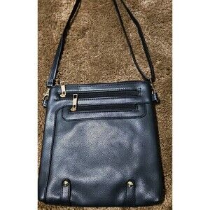 New Vegan Leather Dress Crossbody Purse Black & Gold Hw 3 Outside Pkts 9"X8.5"